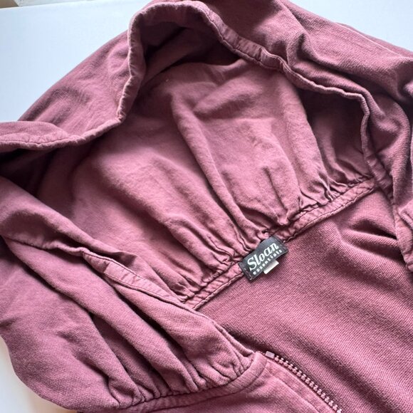 Sloan Essentials Red Purple Hooded Long Sleeve Sweater Jacket Zip Front sz XS - Picture 7 of 10